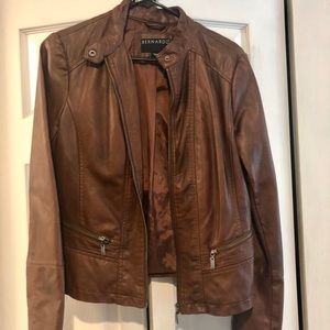 Brown, Faux leather jacket.
